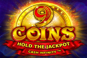 Image of a slot machine with the number 9 highlighted in gold and the word "Coins" beneath it, indicating a potential win or payout.